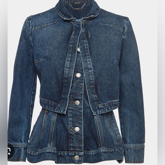 Alexander McQueen women layered peplum denim jacket NWT IT36 XS - Picture 7 of 7